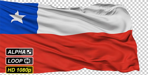 Waving Flag of Chile Loop with Realistic Fabric Movement