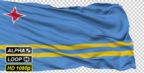 Aruba Flag Waving Seamless Loop with Alpha Channel