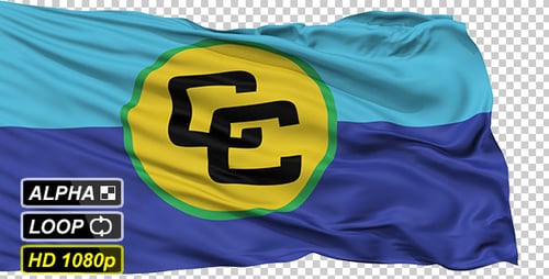 Realistic Waving CARICOM Flag with Alpha Channel