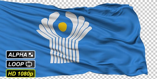Realistic Waving Commonwealth of Independent States Flag Animation with Alpha Channel