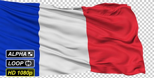 Realistic French National Flag Waving Animation