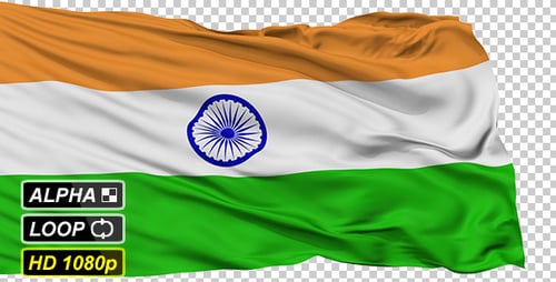 Realistic Indian Flag Waving Animation with Alpha Matte