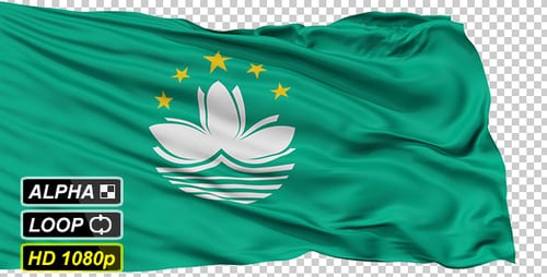 Realistic Waving Macau Flag Animation with Alpha Channel