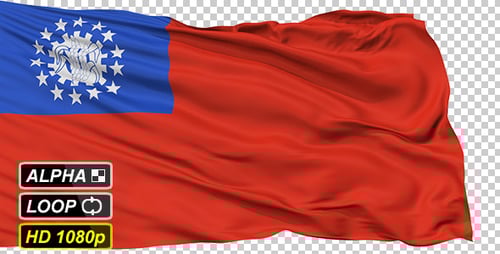 Waving Flag of Myanmar Animation with Alpha Channel