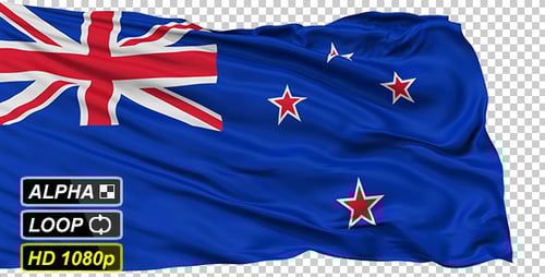 Waving New Zealand Flag with Alpha Channel