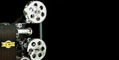 Vintage Film Projector Reels Turning on Black