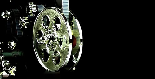 Spinning Silver Metallic Mechanism on Black Background