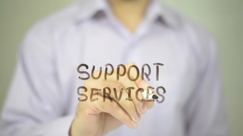 Hand Writes Support Services on Transparent Screen