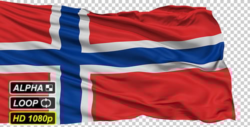 Isolated Waving National Flag of Norway
