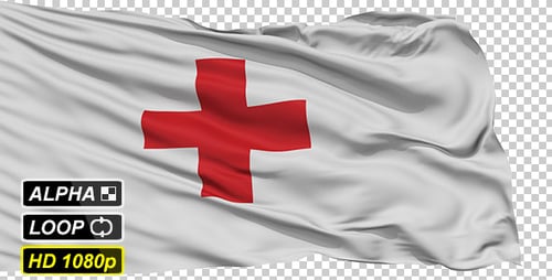 Bandeira acenando isolada da Cruz Vermelha