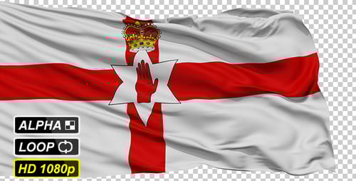 Waving Northern Ireland Flag with Alpha Channel