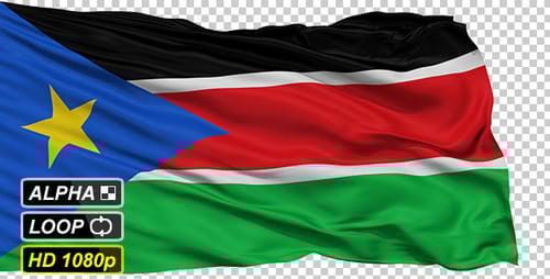 South Sudan National Flag Realistic Waving Animation