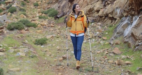 Fit Healthy Young Woman Hiking On a Trail
