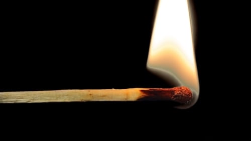 Burning Match And Flame With Alpha Channel