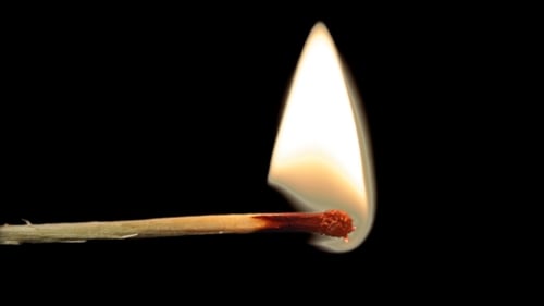 Burning Match And Flame With Alpha Channel