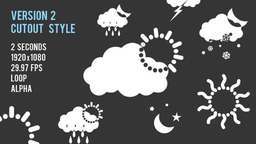 Animated Flat Design Weather Icons Seamless Loop Pack