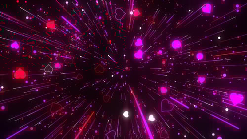 Dynamic Neon Hearts Tunnel for Love Celebrations