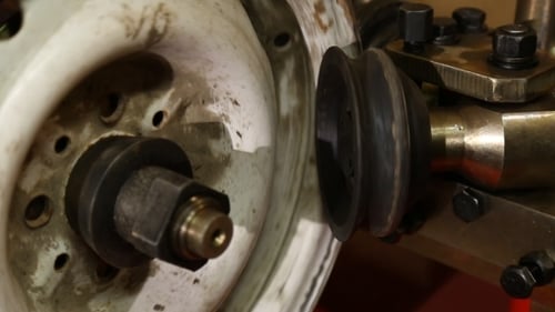 Machine Wheel Spinning Close Up