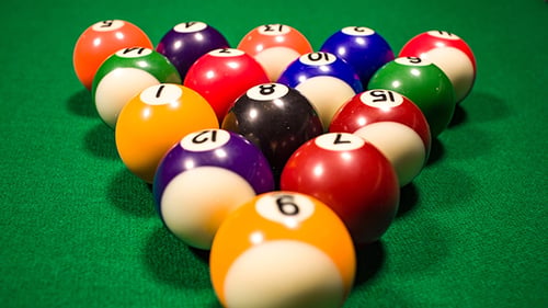 Billiard Balls On Green Baize
