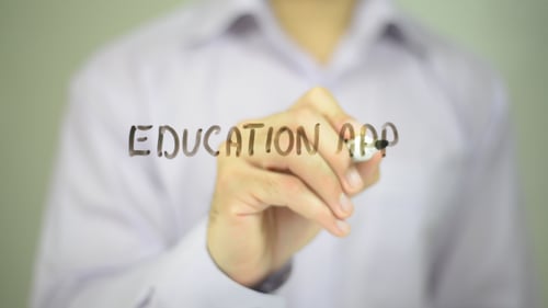 Education App Written On Glass Close Up