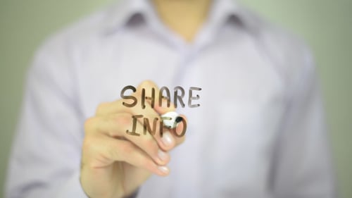 Hand Writing Share Info on Clear Surface