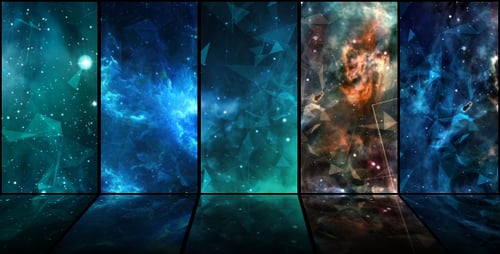 Futuristic Nebula Background with Geometric Network and Stars
