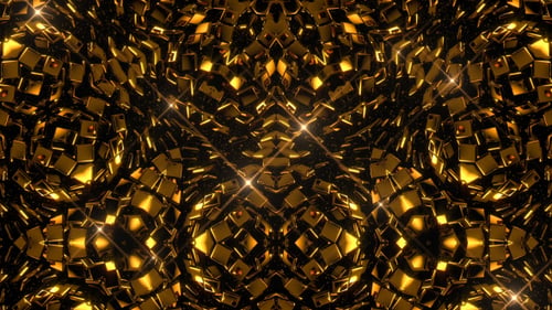 Golden Geometric Cubes Shimmering Loop Background