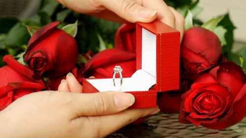 Engagement Ring Reveal Amongst Red Roses