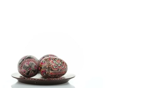 Painted Easter Eggs Isolated Over White Background