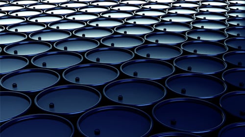 Infinite Loop of Blue Industrial Oil Barrels 3D Animation