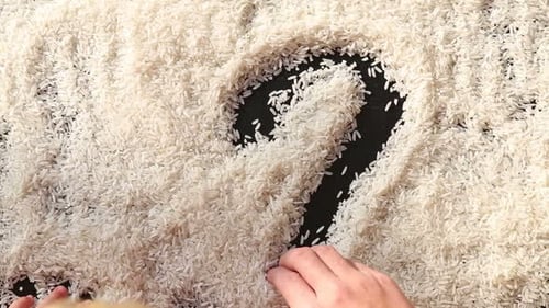 Rice Forming Heart Shape with Hand