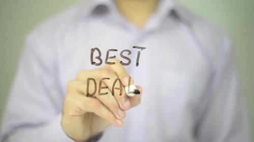 Hand Writing Best Deal with Marker on Clear Surface