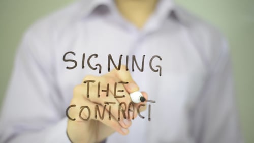 Signing the Contract on Transparent Surface