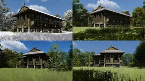 House on Stilts with Realistic Environmental Weather Transitions