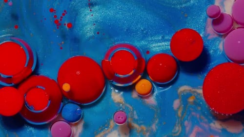 Vibrant Paint Bubbles in Motion Abstract Footage