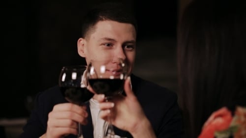 Romantic Date Loving Couple In a Restaurant