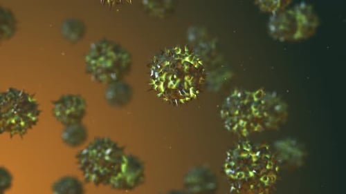 Animated Spiky Microscopic Particles Floating Science Background