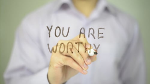 Hand Writing "You Are Worthy" Message