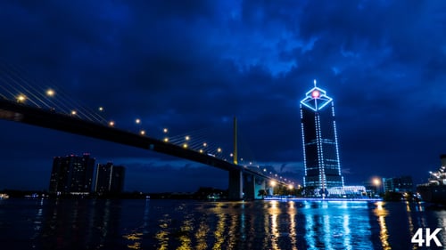 Building Beside River In Night City
