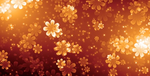 Glowing Golden Flowers and Particles Floating Loop Background