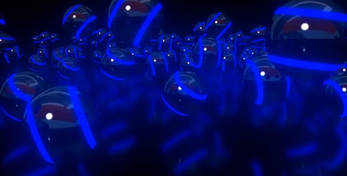 Blue Glowing Spheres Abstract Motion Background