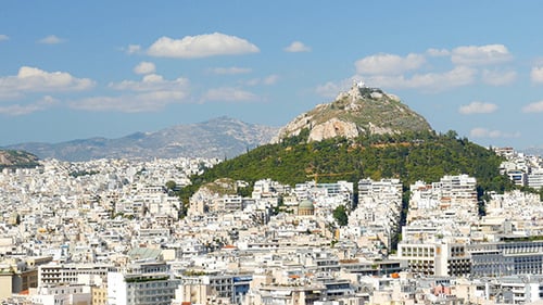 Residential View of Dense Apartments of Athens, Greece