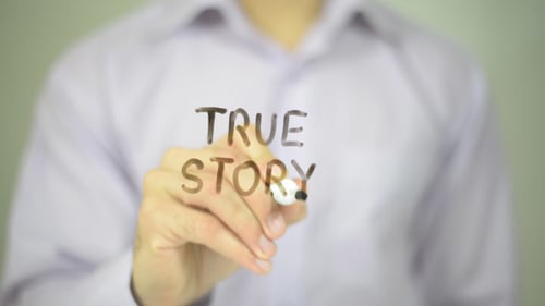 Hand Writes True Story On Glass Surface