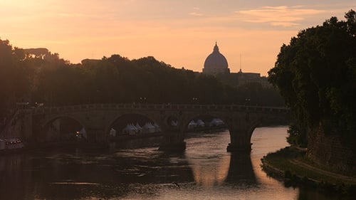 Silhouette Dome, Sunset in Rome, Italy