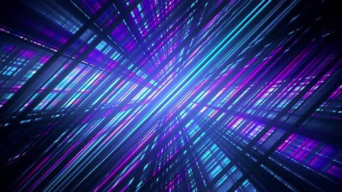 Dynamic Glowing Cyber Grid Lines Tunnel Animation