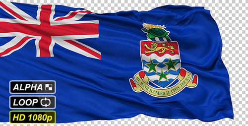 Cayman Islands National Flag Waving Animation with Alpha Channel