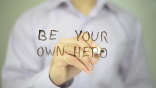 Writing Be Your Own Hero on Glass