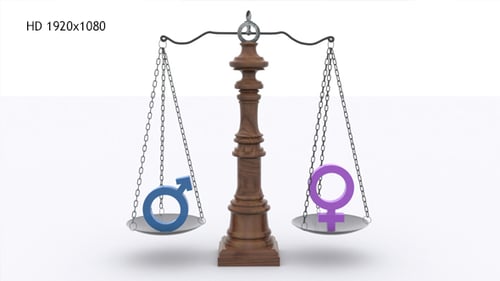 Gender Equality Symbols on Balance Scale Animation