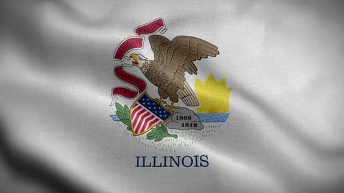 Flagge des Bundesstaates Illinois weht im Wind