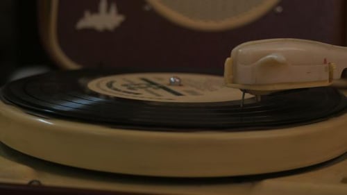 Vinyl Record Spinning on a Vintage Turntable